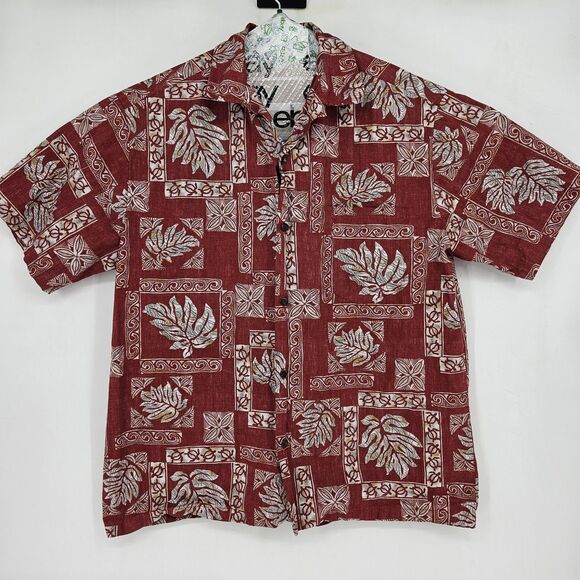 Blue Hawaii Shirt Mens XL Hawaiian Red Tiki Camp Button Up All Over Print - Picture 1 of 9
